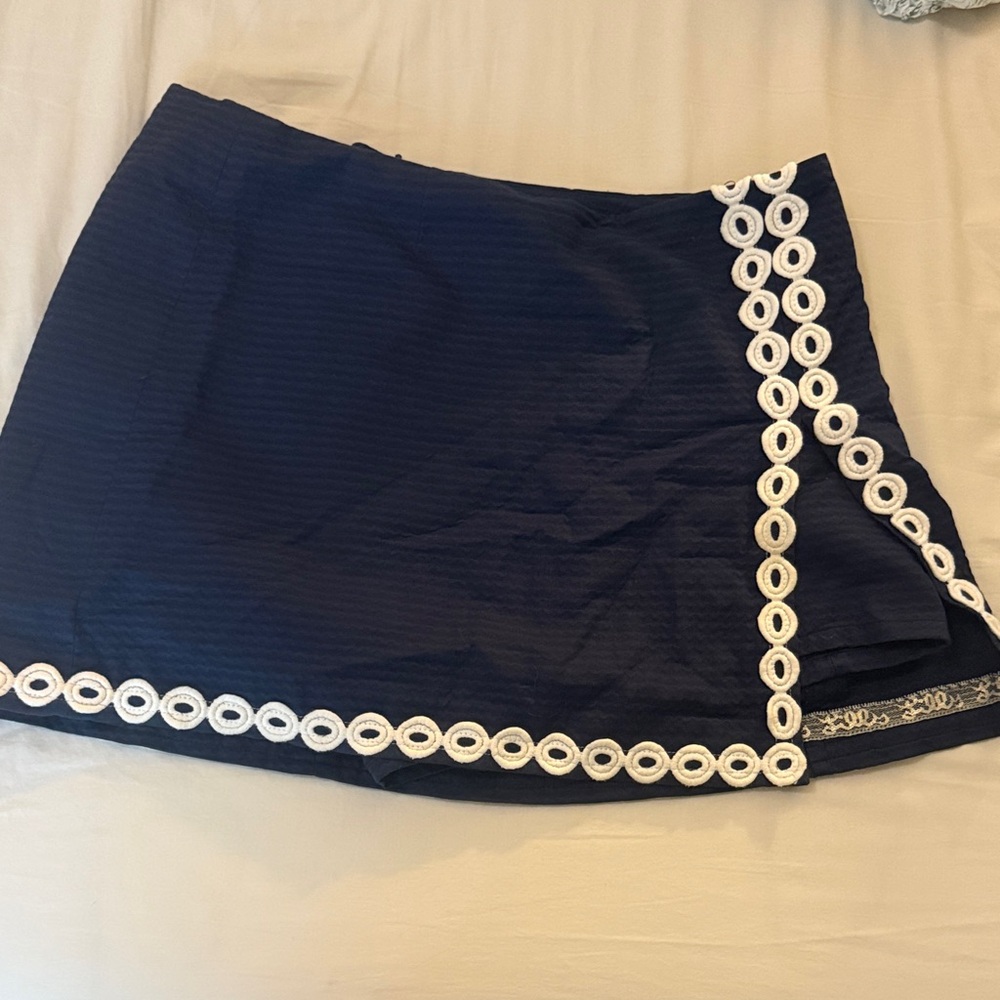 Lilly Pulitzer Navy Mini Skirt with White Trim